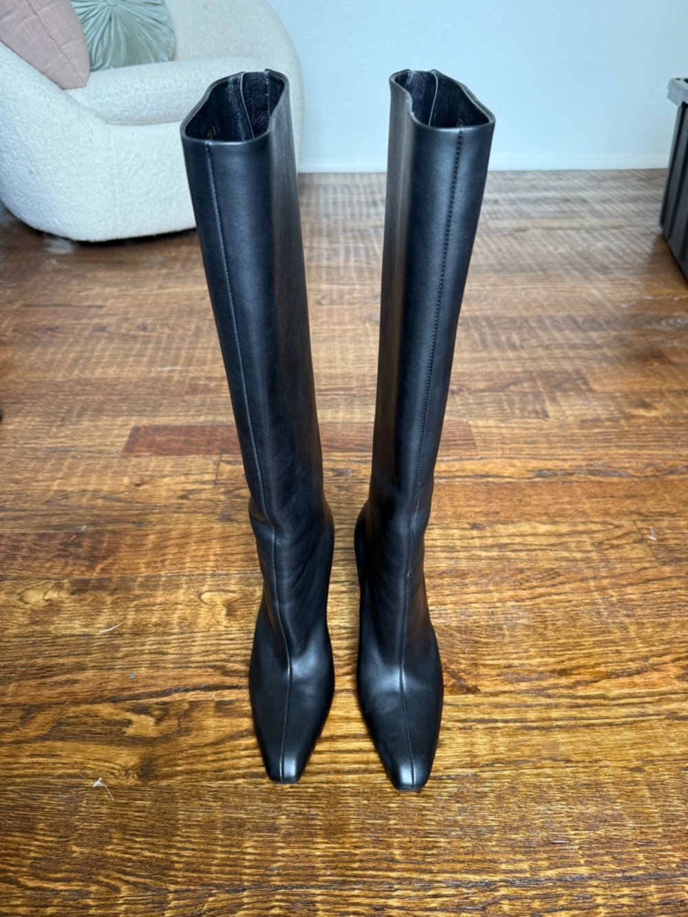 Fendi Black Leather Knee-High Heeled Boots
